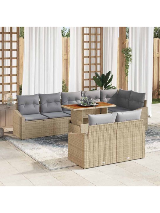 Dārza dīvānu komplekts 9 pcs bēšs un pelēks 100 x 55 x 73 cm