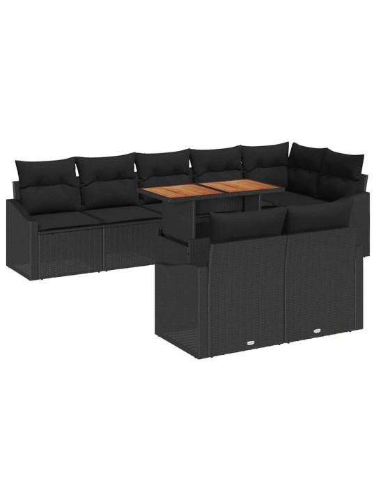 Dārza dīvānu komplekts 9 pcs melns un brūns 100 x 55 x 73 cm