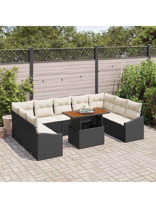 Dārza ēdamgalds 10 pcs melns un krēmkrāsa 100 x 55 x 73 cm