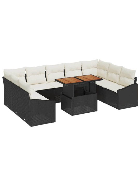 Dārza ēdamgalds 10 pcs melns un krēmkrāsa 100 x 55 x 73 cm