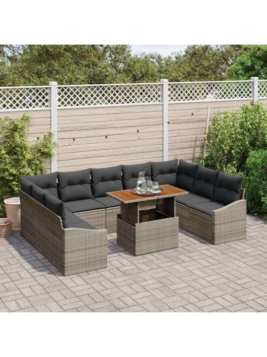 Dārza ēdamgalds 10 pcs pelēks un brūns 100 x 55 x 73 cm