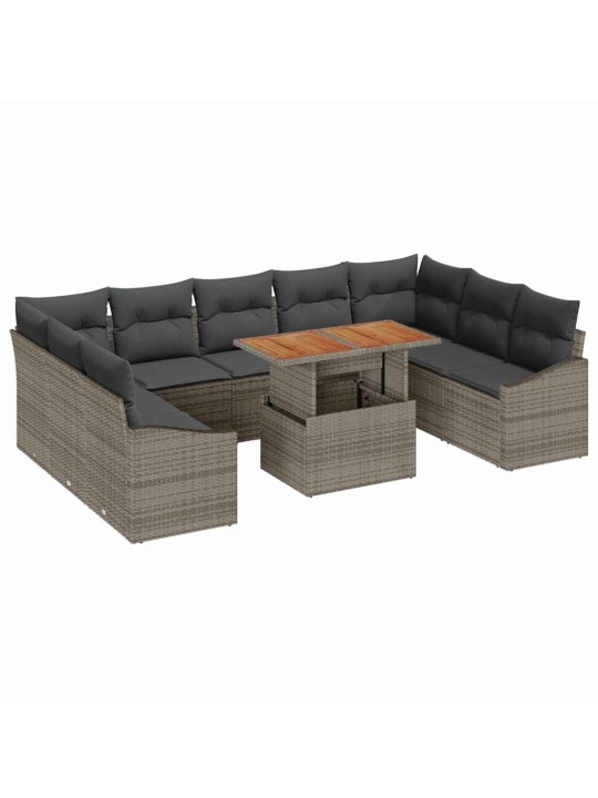Dārza ēdamgalds 10 pcs pelēks un brūns 100 x 55 x 73 cm