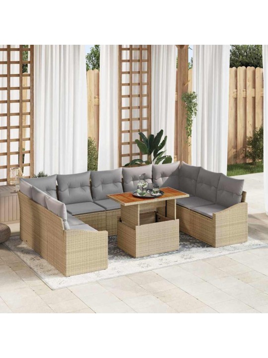 Dārza ēdamgalds 10 pcs bēšs un pelēks 100 x 55 x 73 cm