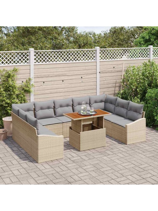 Dārza ēdamgalds 10 pcs bēšs un pelēks 100 x 55 x 73 cm