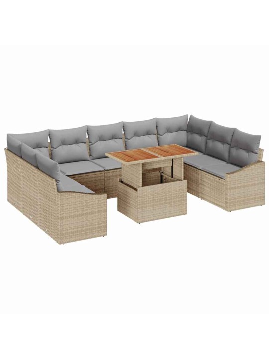 Dārza ēdamgalds 10 pcs bēšs un pelēks 100 x 55 x 73 cm