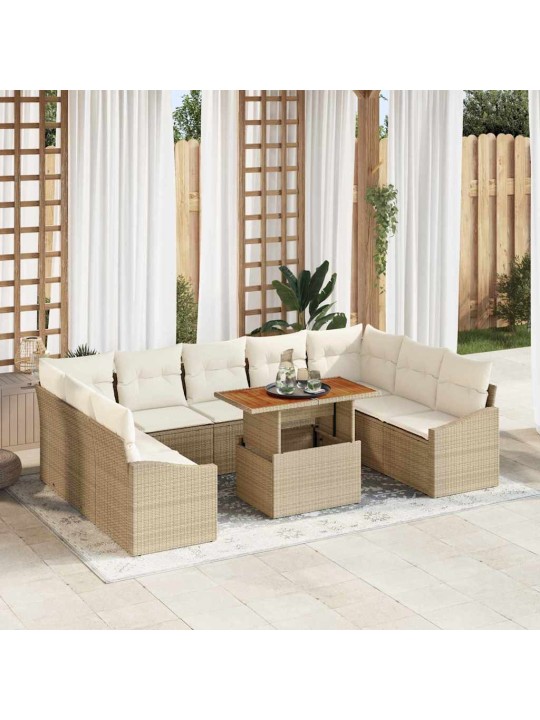 Dārza ēdamgalds 10 pcs bēšs un krēms 100 x 55 x 73 cm