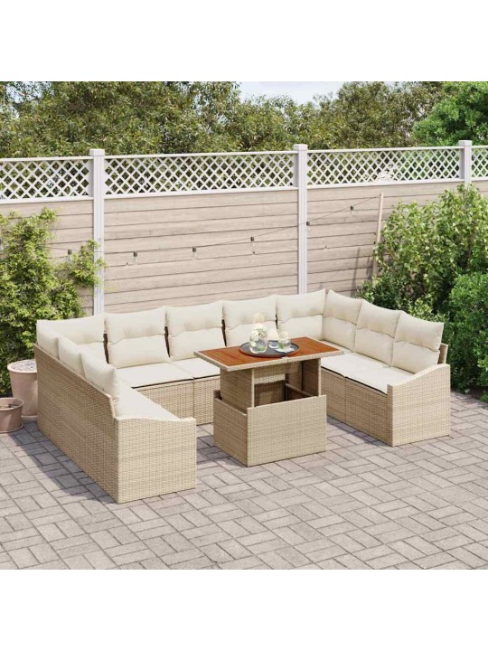 Dārza ēdamgalds 10 pcs bēšs un krēms 100 x 55 x 73 cm