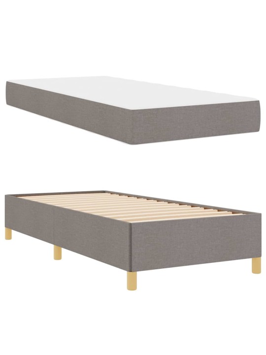 Kastītes atsperu gulta taupe un balts 90 x 190 cm audums