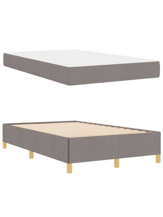 Kastītes atsperu gulta taupe un balts 120 x 190 cm audums