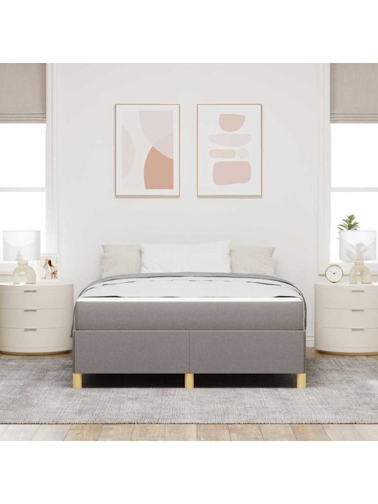Kastītes atsperu gulta taupe un balts 160 x 200 cm audums