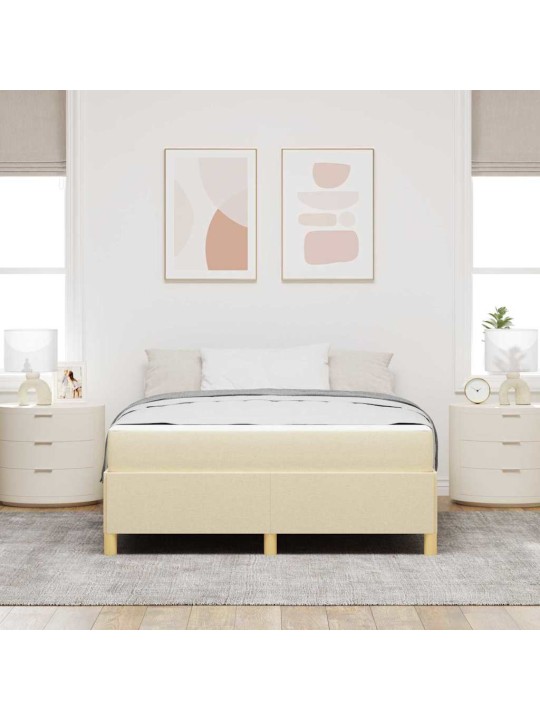 Kastītes atsperu gulta krēmkrāsa un balta 160 x 200 cm audums