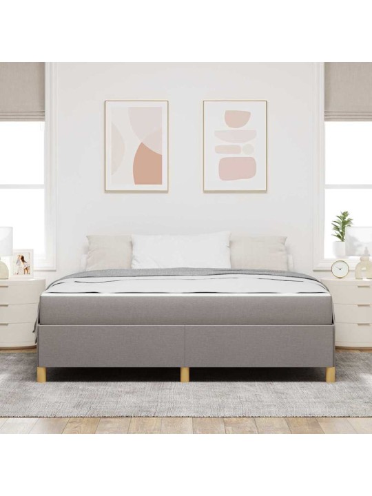 Kastītes atsperu gulta taupe un balts 180 x 200 cm audums