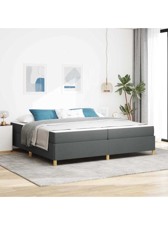 Kastītes atsperu gulta tumši pelēka 200 x 200 cm audums
