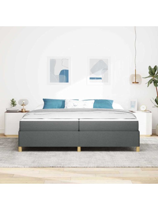Kastītes atsperu gulta tumši pelēka 200 x 200 cm audums