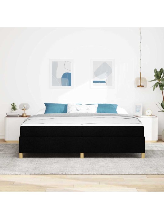 Kastītes atsperu gulta melns un balts un melns 200 x 200 cm
