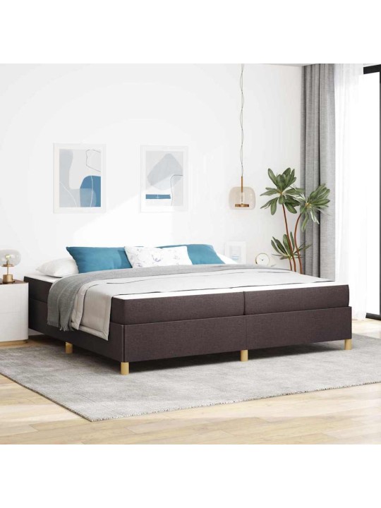 Kastītes atsperu gulta tumši brūns un balts 200 x 200 cm audums