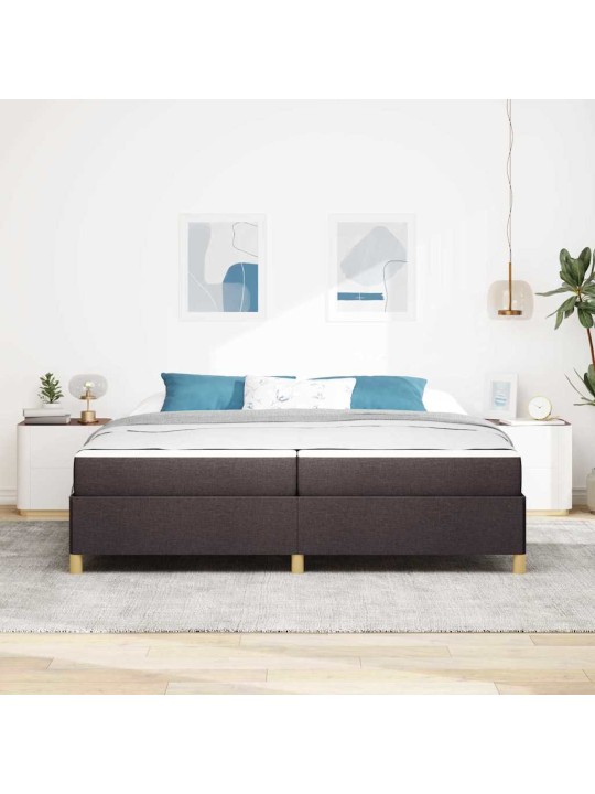 Kastītes atsperu gulta tumši brūns un balts 200 x 200 cm audums