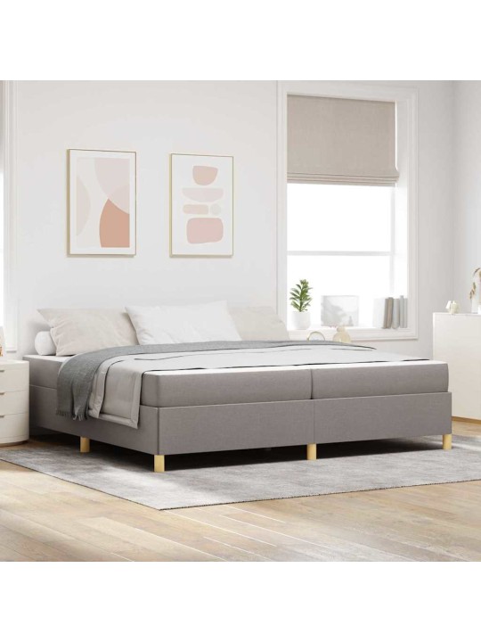 Kastītes atsperu gulta taupe un balts 200 x 200 cm audums