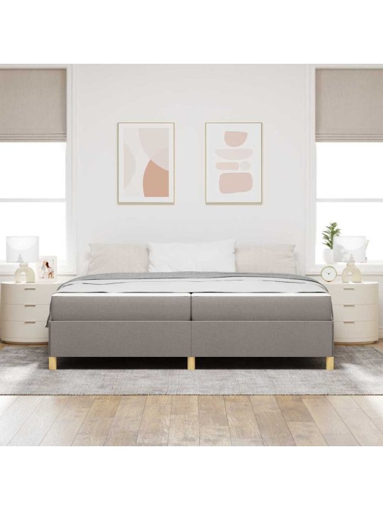 Kastītes atsperu gulta taupe un balts 200 x 200 cm audums