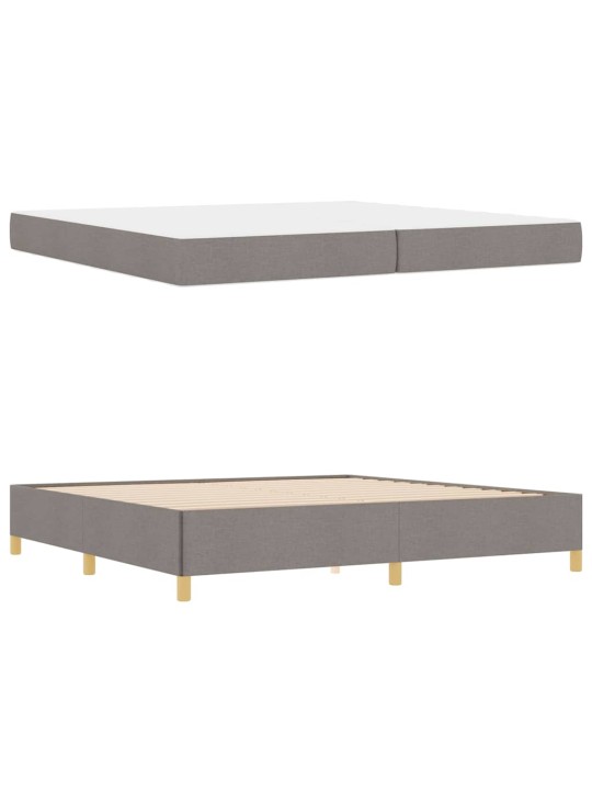 Kastītes atsperu gulta taupe un balts 200 x 200 cm audums