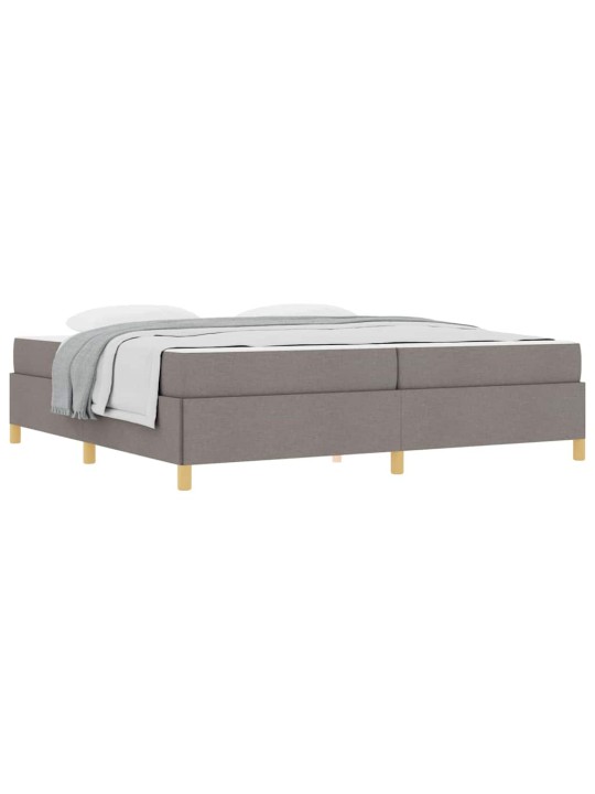 Kastītes atsperu gulta taupe un balts 200 x 200 cm audums