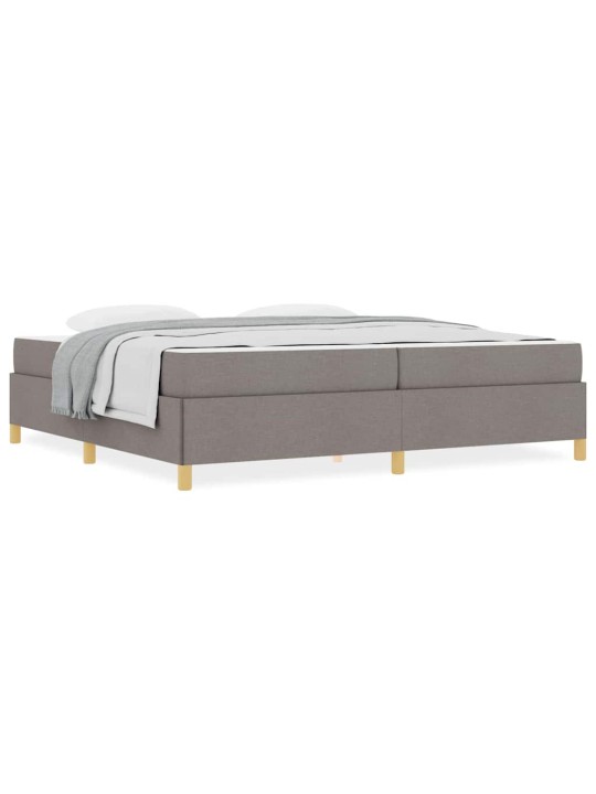 Kastītes atsperu gulta taupe un balts 200 x 200 cm audums