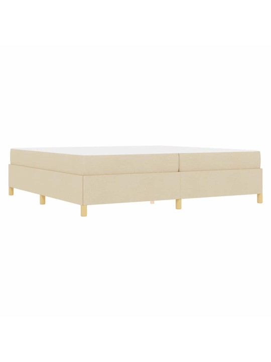 Kastītes atsperu gulta balts un krēmkrāsas 200 x 200 cm audums