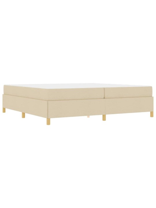 Kastītes atsperu gulta balts un krēmkrāsas 200 x 200 cm audums