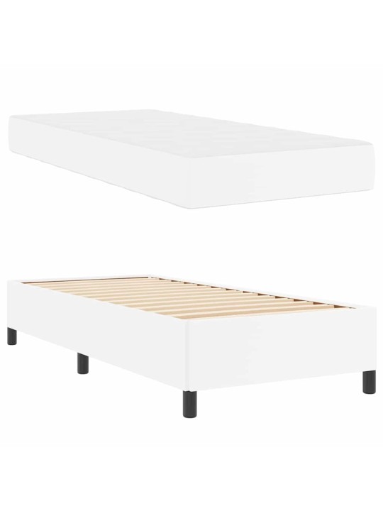 Gultas rāmis ar matraci balts 100 x 200 cm mākslīgā āda
