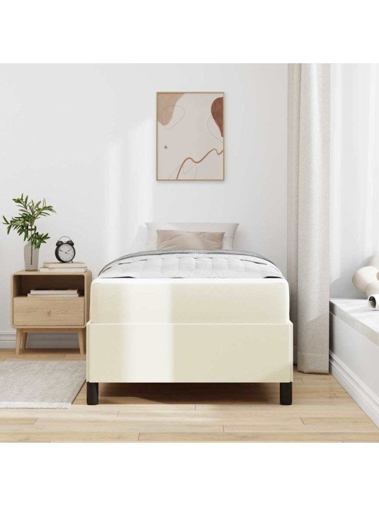 Gultas rāmis ar matraci krēmkrāsa 100 x 200 cm mākslīgā āda