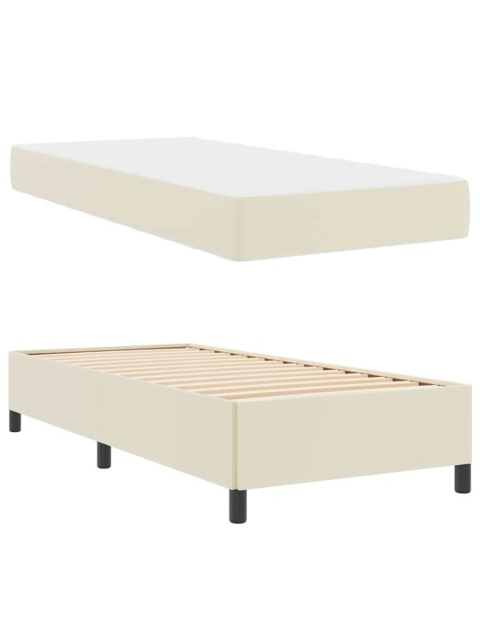 Gultas rāmis ar matraci krēmkrāsa 100 x 200 cm mākslīgā āda