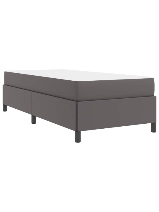 Gultas rāmis ar matraci pelēka 100 x 200 cm mākslīgā āda
