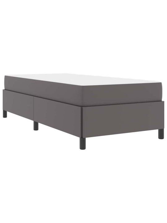 Gultas rāmis ar matraci pelēka 100 x 200 cm mākslīgā āda