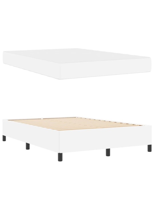 Gultas rāmis ar matraci balts 140 x 190 cm mākslīgā āda