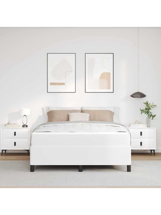 Gultas rāmis ar matraci balts 160 x 200 cm mākslīgā āda