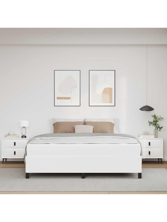 Gultas rāmis ar matraci balts 180 x 200 cm mākslīgā āda