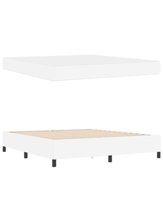 Gultas rāmis ar matraci balts 180 x 200 cm mākslīgā āda