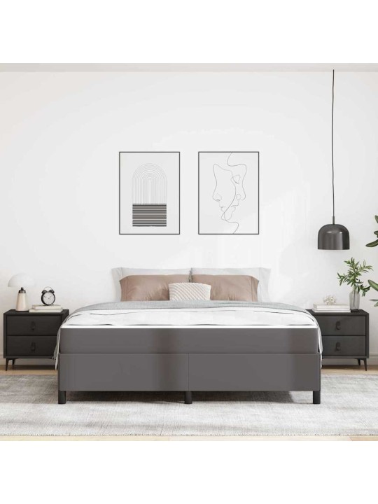 Gultas rāmis ar matraci pelēka 180 x 200 cm mākslīgā āda