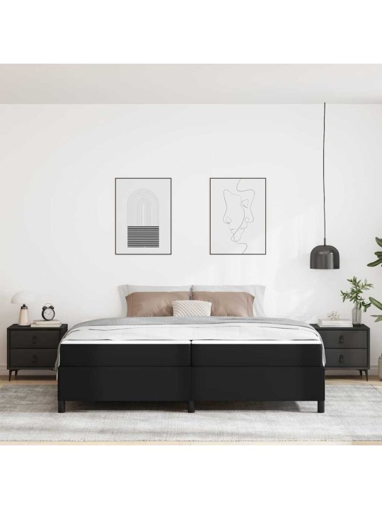 Gultas rāmis ar matraci melna 200 x 200 cm mākslīgā āda