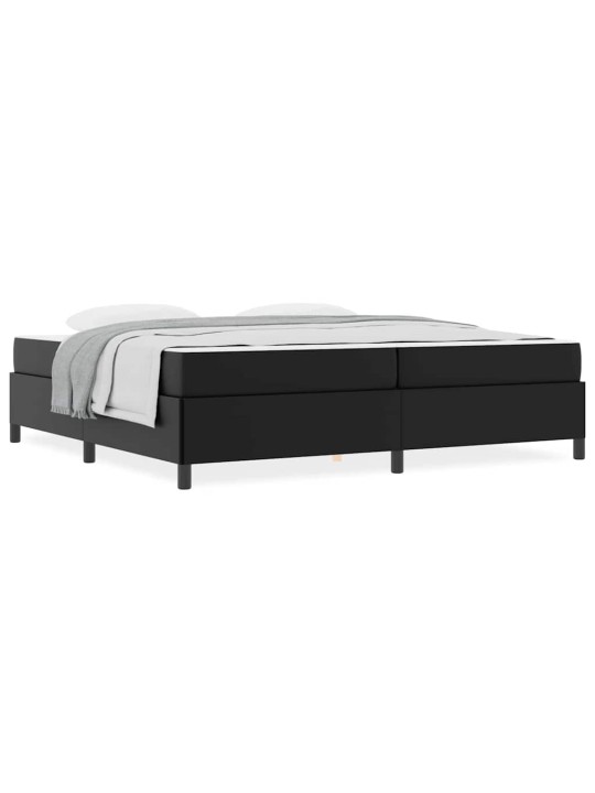 Gultas rāmis ar matraci melna 200 x 200 cm mākslīgā āda