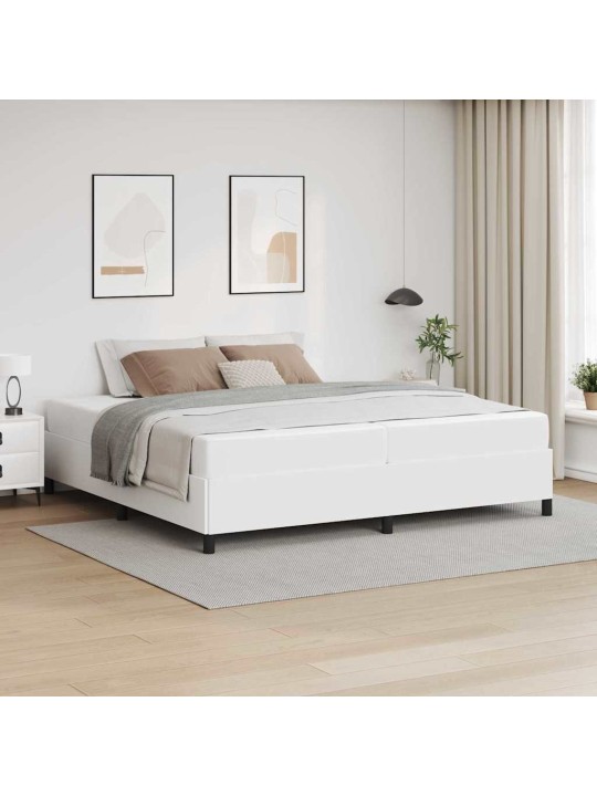 Gultas rāmis ar matraci balts 200 x 200 cm mākslīgā āda