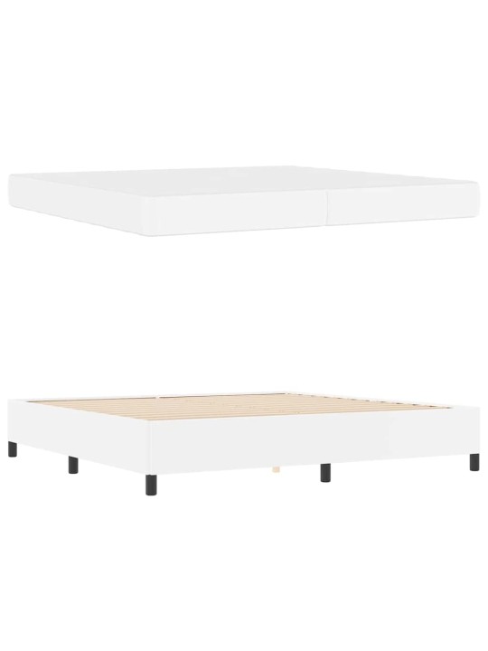 Gultas rāmis ar matraci balts 200 x 200 cm mākslīgā āda