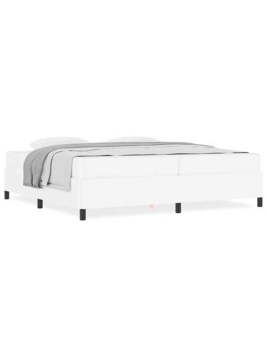 Gultas rāmis ar matraci balts 200 x 200 cm mākslīgā āda