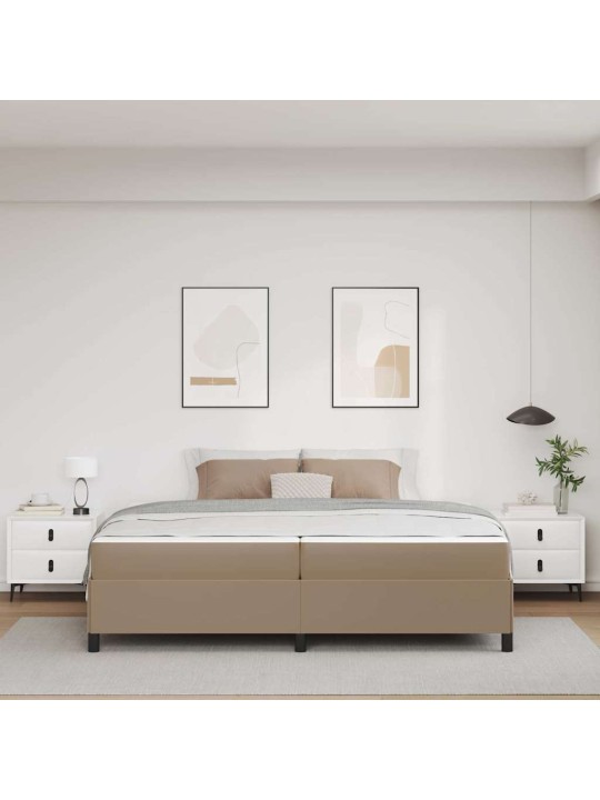 Gultas rāmis ar matraci kapučīno 200 x 200 cm mākslīgā āda