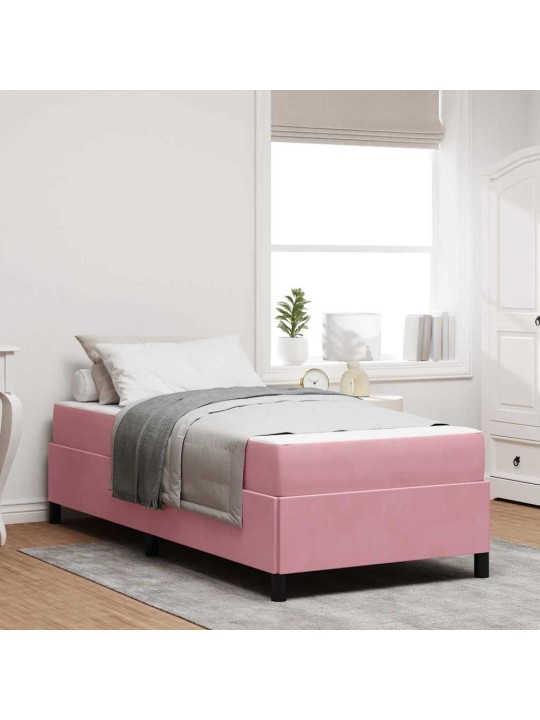 Gultas rāmis ar matraci rozā un balts 80 x 200 cm samts