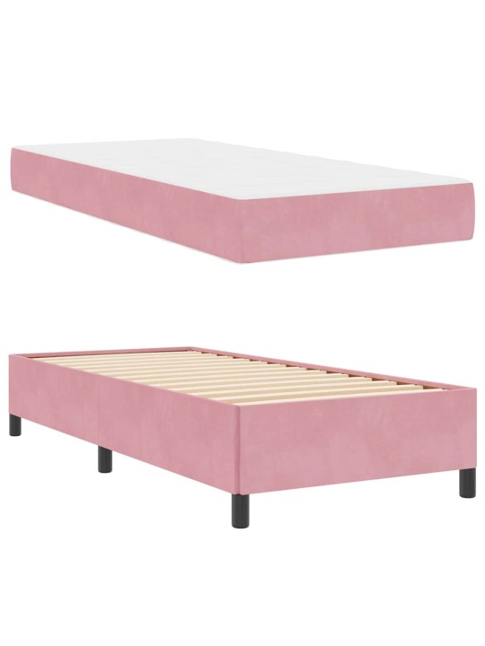 Gultas rāmis ar matraci rozā un balts 80 x 200 cm samts