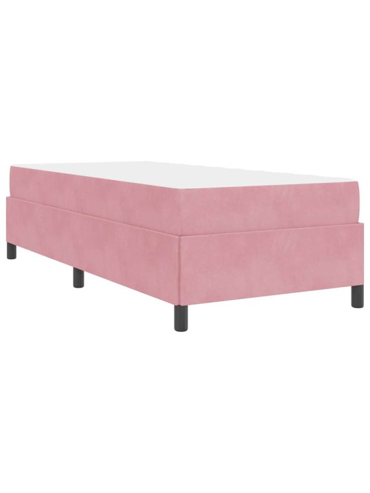 Gultas rāmis ar matraci rozā un balts 90 x 190 cm samts