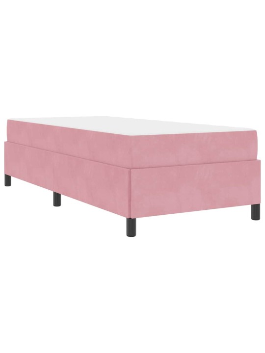 Gultas rāmis ar matraci rozā un balts 90 x 190 cm samts