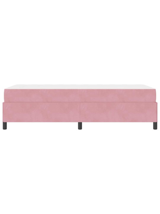 Gultas rāmis ar matraci rozā un balts 90 x 190 cm samts