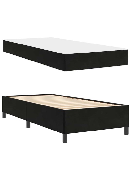 Gultas rāmis melns un balts un melns 90 x 200 cm samts